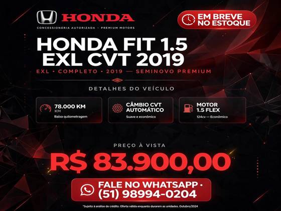 HONDA FIT 1.5 EXL 16V FLEX 4P AUTOMÁTICO HONDA FIT 1.5 EXL 16V FLEX 4P AUTOMÁTICO